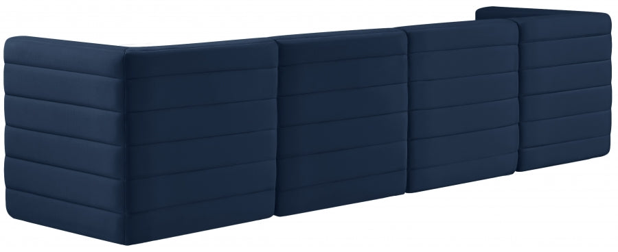 Quincy Blue Velvet Modular Cloud-Like Comfort Sofa from Meridian - Luna Furniture