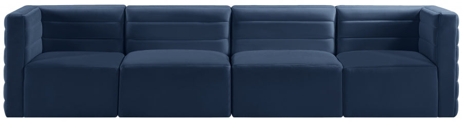 Quincy Blue Velvet Modular Cloud-Like Comfort Sofa from Meridian - Luna Furniture