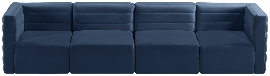 Quincy Blue Velvet Modular Cloud-Like Comfort Sofa from Meridian - Luna Furniture