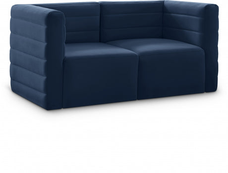 Quincy Blue Velvet Modular Cloud-Like Comfort Loveseat from Meridian - Luna Furniture