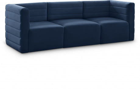 Quincy Blue Velvet Modular Cloud-Like Comfort Sofa from Meridian - Luna Furniture