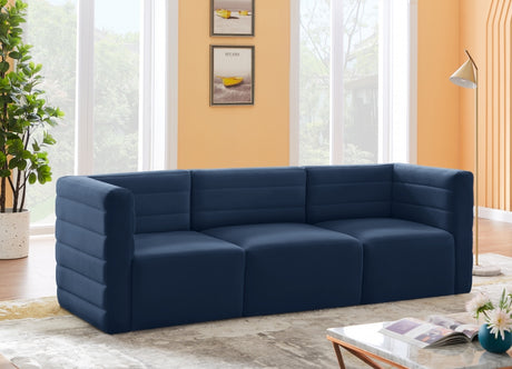 Quincy Blue Velvet Modular Cloud-Like Comfort Sofa from Meridian - Luna Furniture