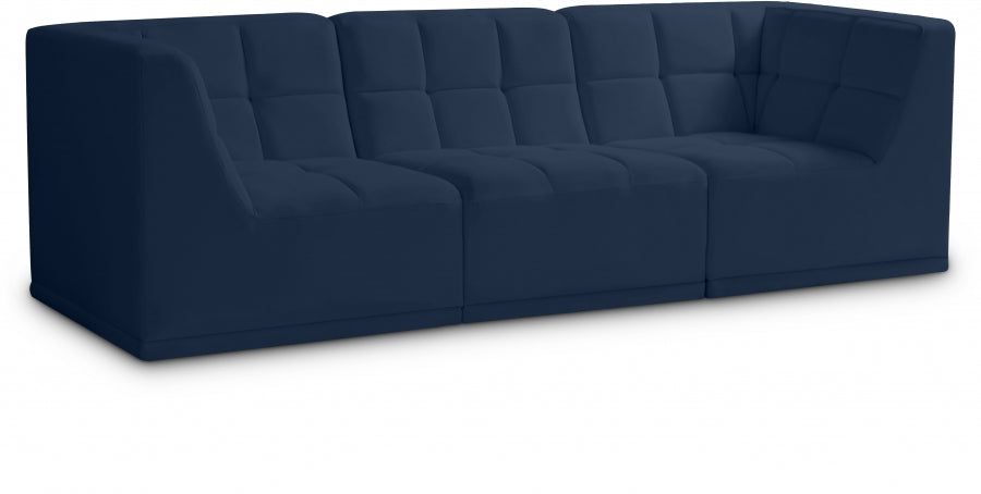 Relax Blue Velvet Modular 98" Sofa from Meridian - Luna Furniture