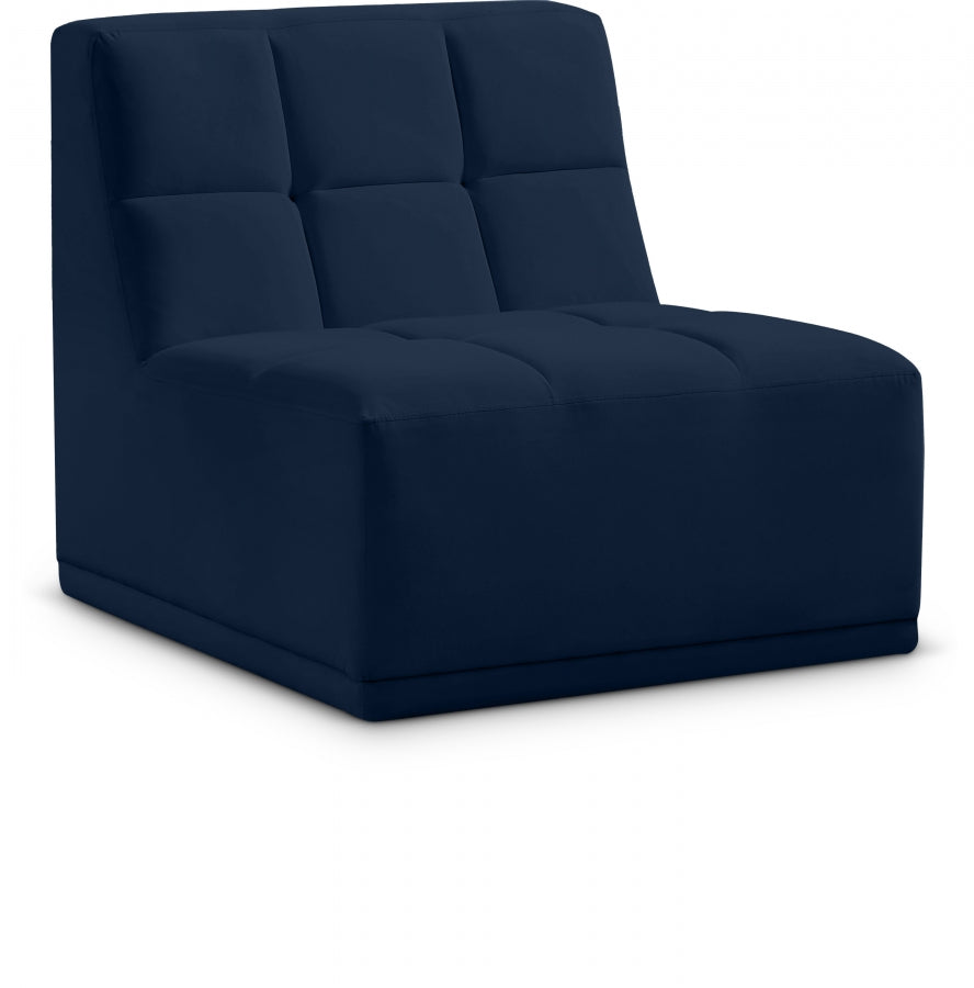 Relax Blue Velvet Modular Armless Chair from Meridian - Luna Furniture