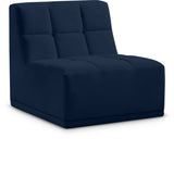 Relax Blue Velvet Modular Armless Chair from Meridian - Luna Furniture