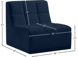 Relax Blue Velvet Modular Armless Chair from Meridian - Luna Furniture