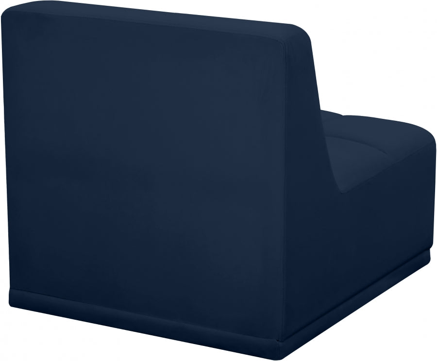 Relax Blue Velvet Modular Armless Chair from Meridian - Luna Furniture