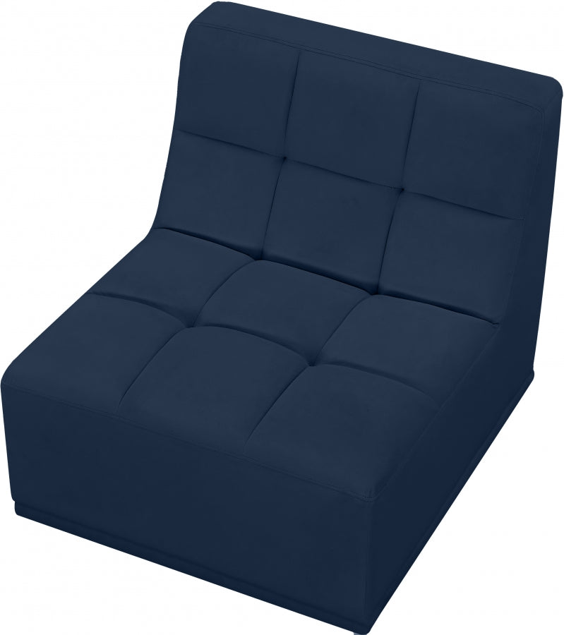 Relax Blue Velvet Modular Armless Chair from Meridian - Luna Furniture