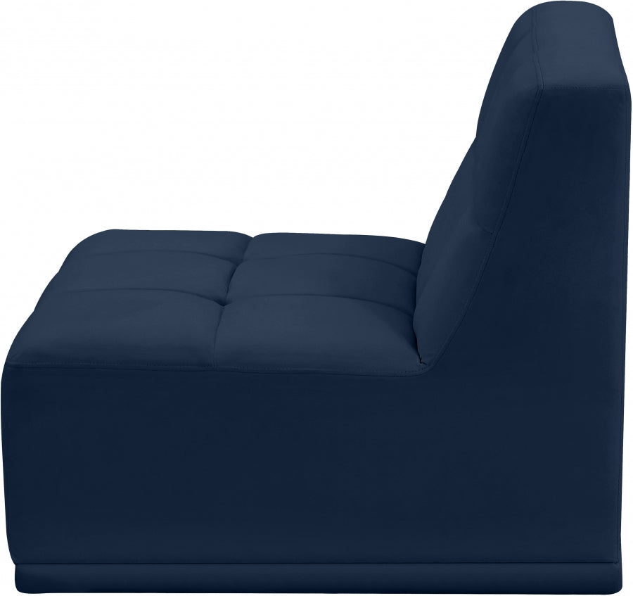 Relax Blue Velvet Modular Armless Chair from Meridian - Luna Furniture