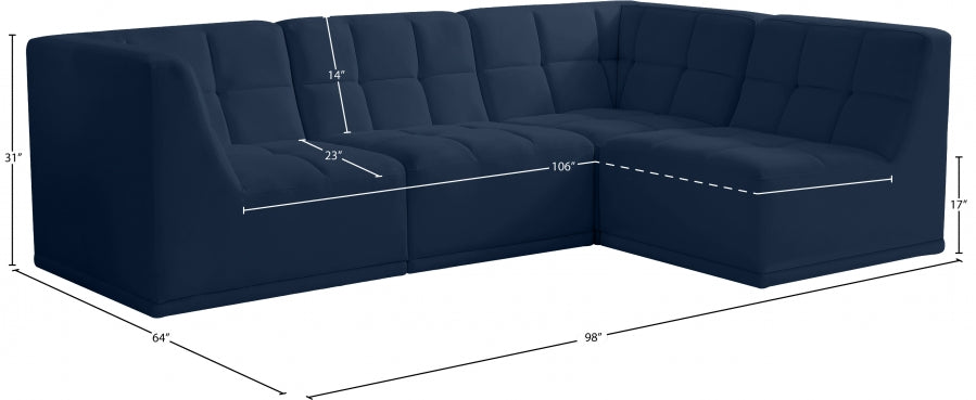 Relax Blue Velvet Modular Sectional from Meridian - Luna Furniture