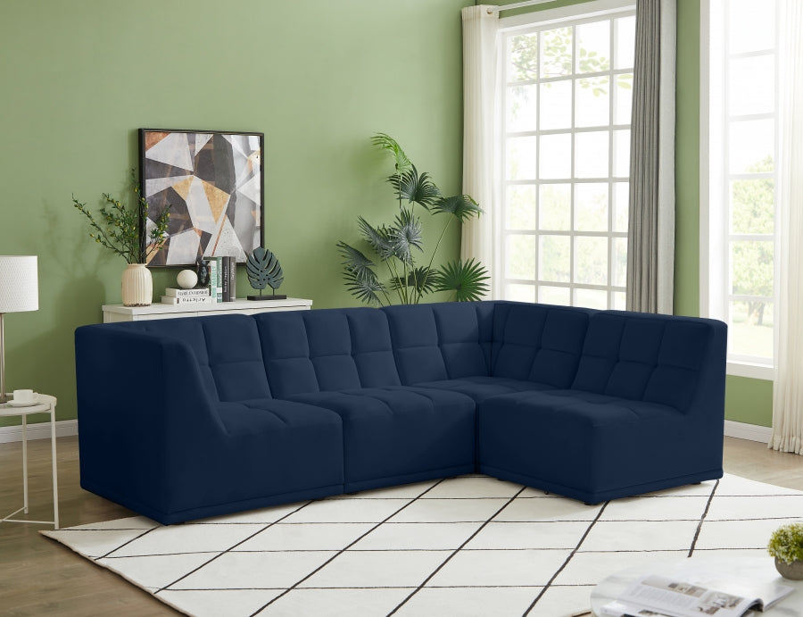 Relax Blue Velvet Modular Sectional from Meridian - Luna Furniture