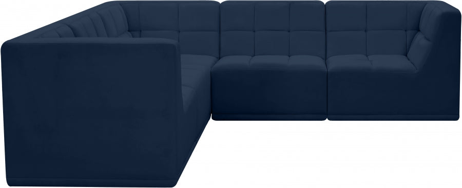 Relax Blue Velvet Modular Sectional from Meridian - Luna Furniture