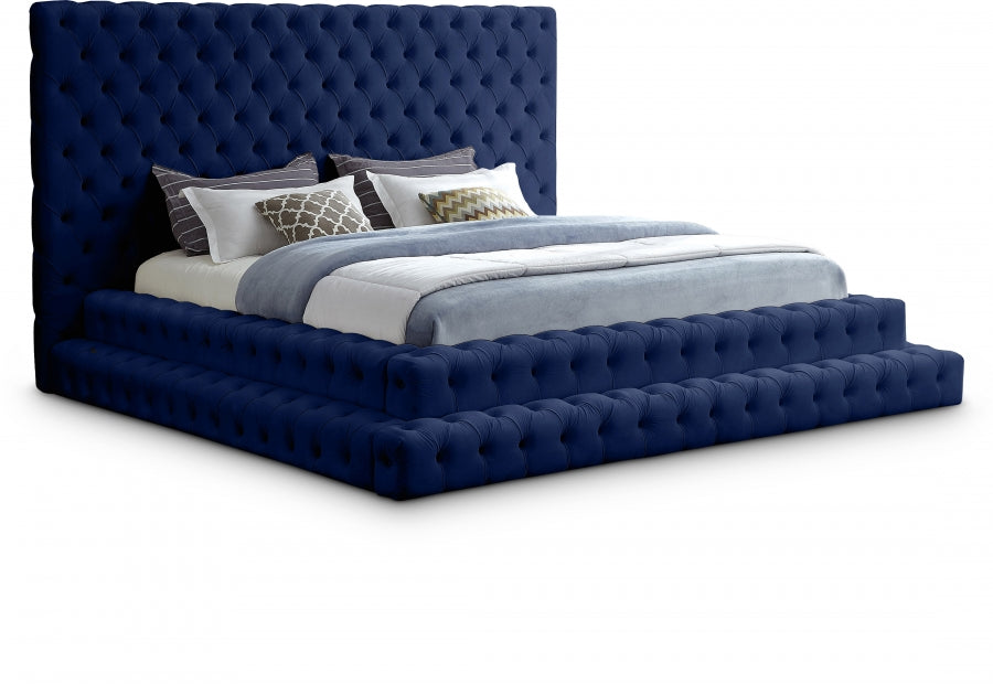 Revel Blue Velvet King Bed from Meridian - Luna Furniture