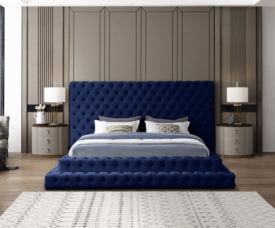 Revel Blue Velvet King Bed from Meridian - Luna Furniture