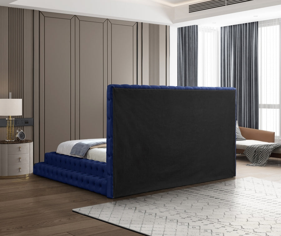 Revel Blue Velvet King Bed from Meridian - Luna Furniture