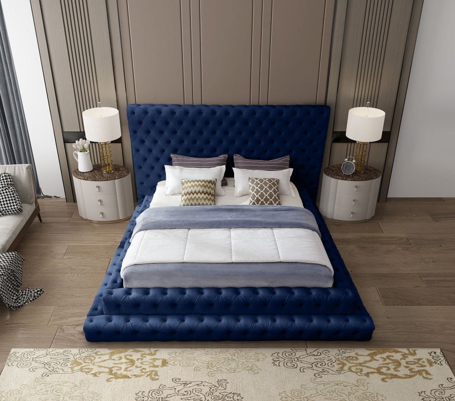 Revel Blue Velvet King Bed from Meridian - Luna Furniture