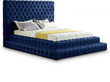 Revel Blue Velvet Queen Bed from Meridian - Luna Furniture