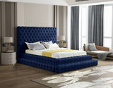 Revel Blue Velvet Queen Bed from Meridian - Luna Furniture