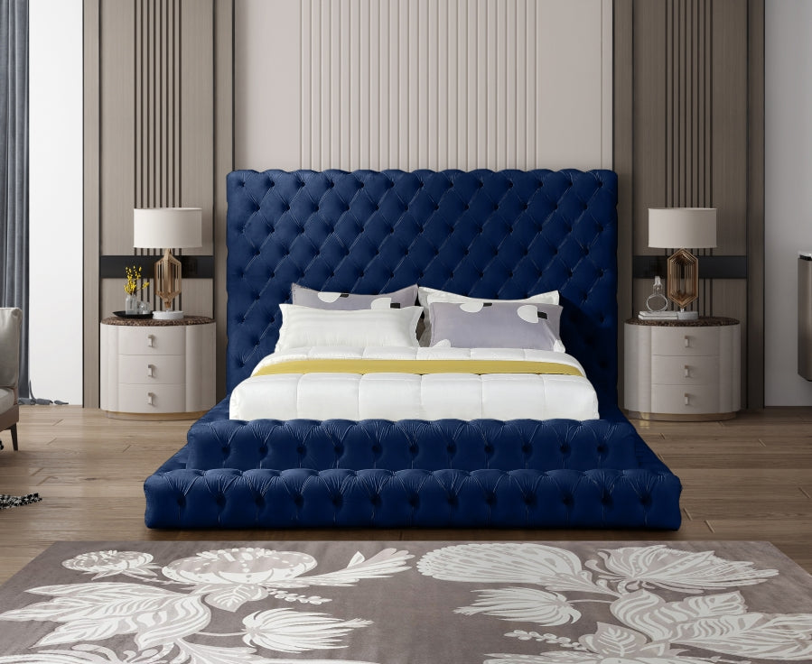 Revel Blue Velvet Queen Bed from Meridian - Luna Furniture