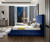 Revel Blue Velvet Queen Bed from Meridian - Luna Furniture