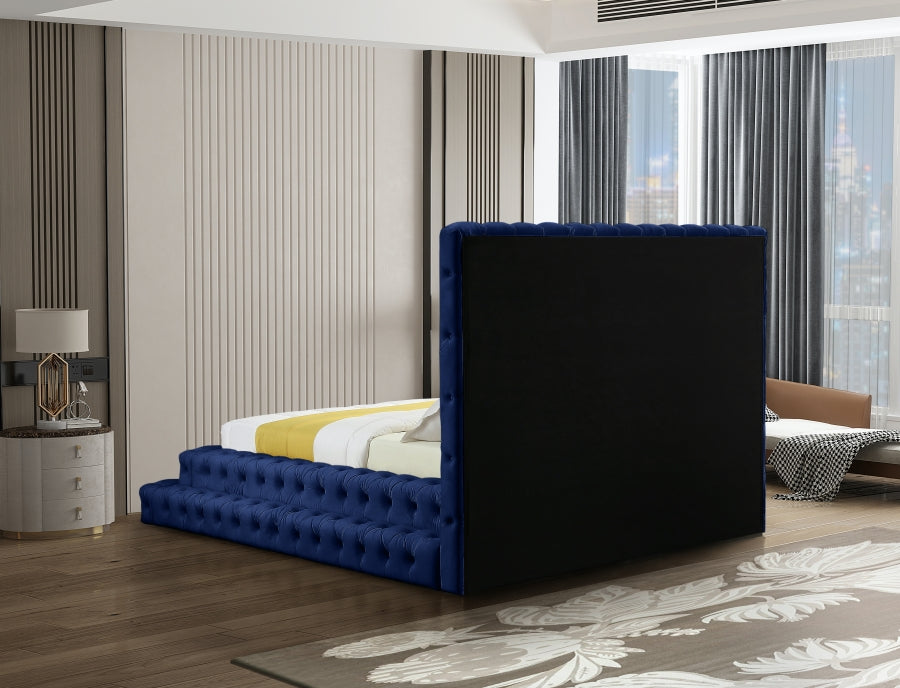 Revel Blue Velvet Queen Bed from Meridian - Luna Furniture