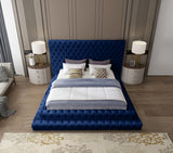 Revel Blue Velvet Queen Bed from Meridian - Luna Furniture