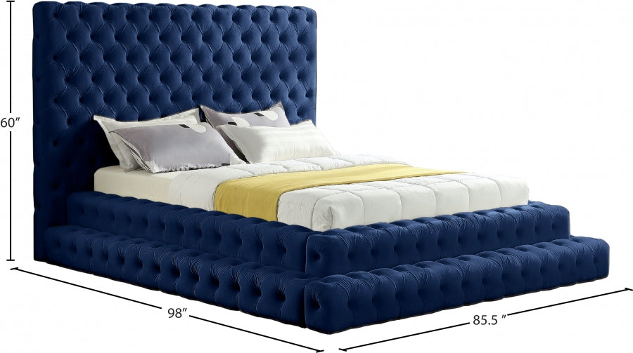 Revel Blue Velvet Queen Bed from Meridian - Luna Furniture