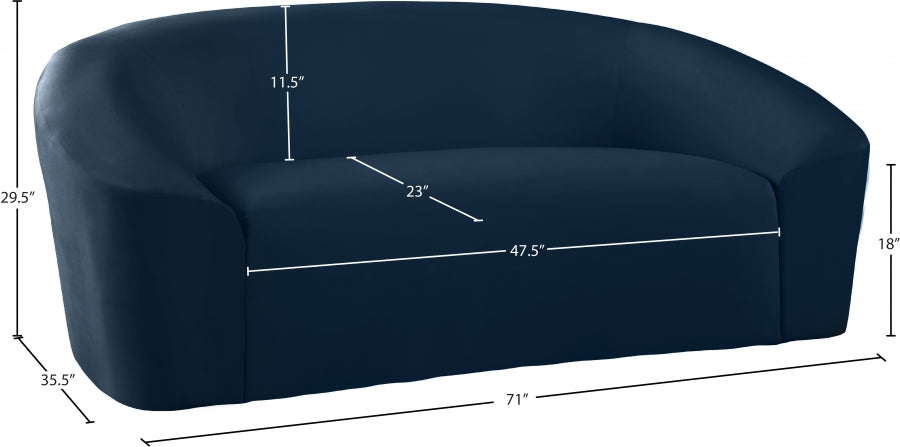 Riley Blue Velvet Loveseat from Meridian - Luna Furniture