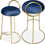 Ring Blue Velvet Counter Stool from Meridian - Luna Furniture