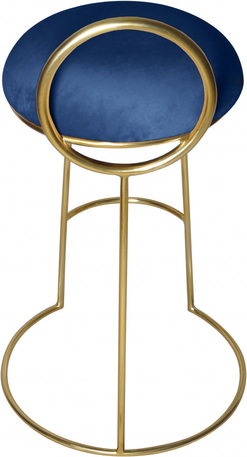 Ring Blue Velvet Counter Stool from Meridian - Luna Furniture