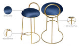 Ring Blue Velvet Counter Stool from Meridian - Luna Furniture