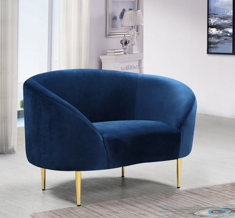 Ritz Blue Velvet Chair from Meridian - Luna Furniture