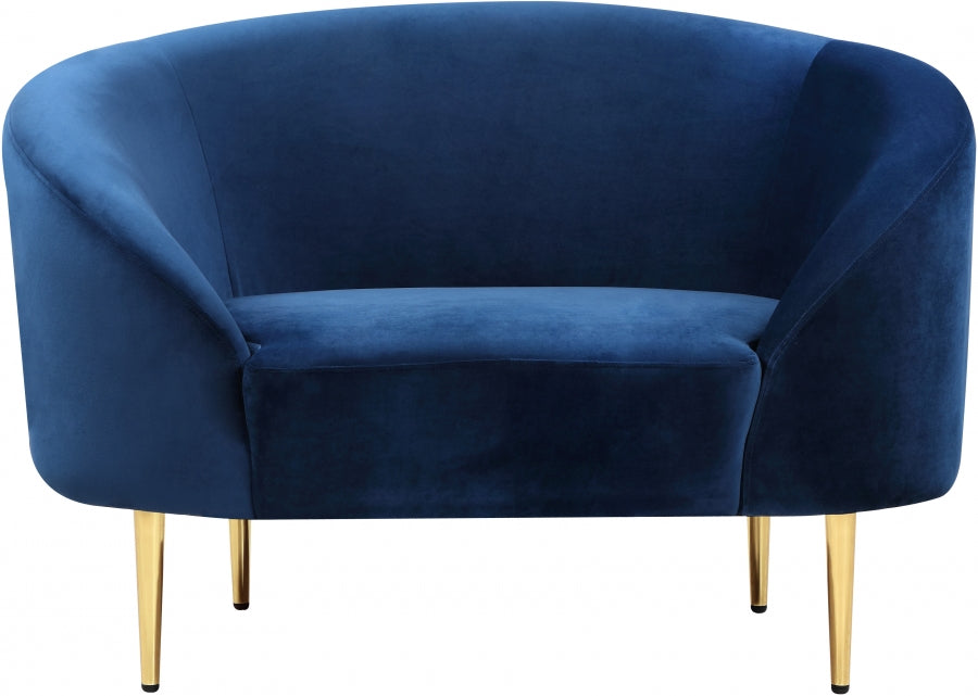 Ritz Blue Velvet Chair from Meridian - Luna Furniture