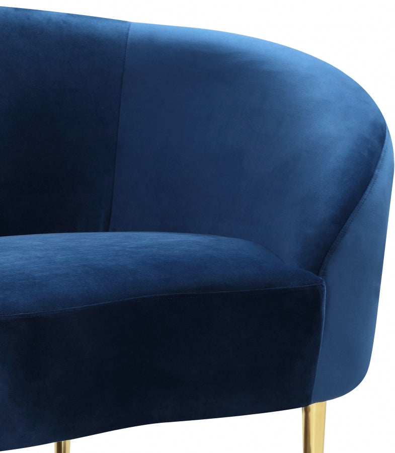 Ritz Blue Velvet Chair from Meridian - Luna Furniture