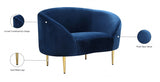 Ritz Blue Velvet Chair from Meridian - Luna Furniture