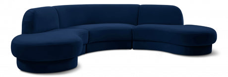 Rosa Blue Velvet 3-Piece Sectional from Meridian - Luna Furniture