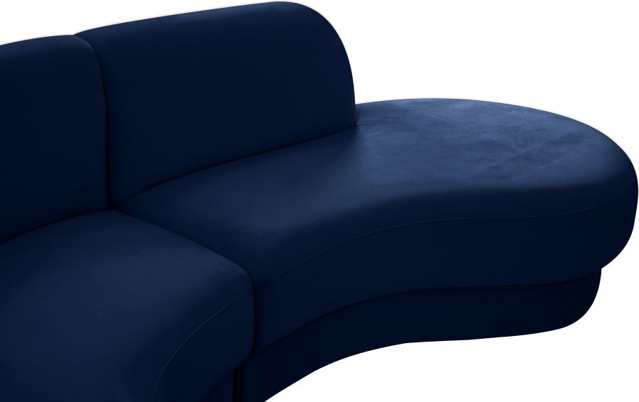 Rosa Blue Velvet 3-Piece Sectional from Meridian - Luna Furniture