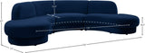 Rosa Blue Velvet 3-Piece Sectional from Meridian - Luna Furniture