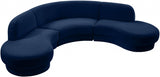 Rosa Blue Velvet 3-Piece Sectional from Meridian - Luna Furniture