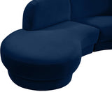 Rosa Blue Velvet 3-Piece Sectional from Meridian - Luna Furniture