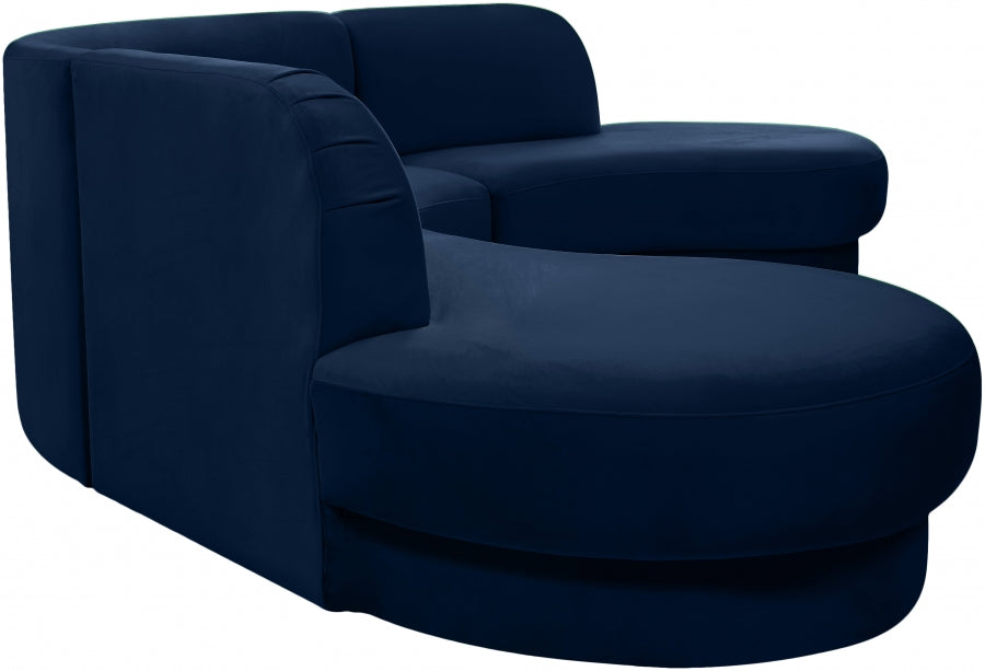 Rosa Blue Velvet 3-Piece Sectional from Meridian - Luna Furniture