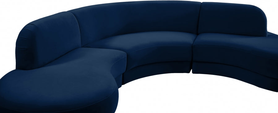 Rosa Blue Velvet 3-Piece Sectional from Meridian - Luna Furniture