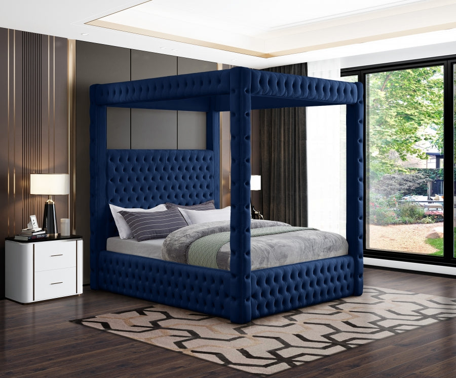 Royal Blue Velvet Queen Bed from Meridian - Luna Furniture