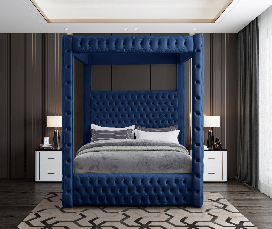 Royal Blue Velvet Queen Bed from Meridian - Luna Furniture