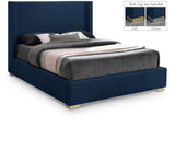 Royce Blue Linen Textured King Bed from Meridian - Luna Furniture