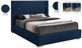 Royce Blue Linen Textured King Bed from Meridian - Luna Furniture