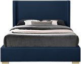 Royce Blue Linen Textured King Bed from Meridian - Luna Furniture