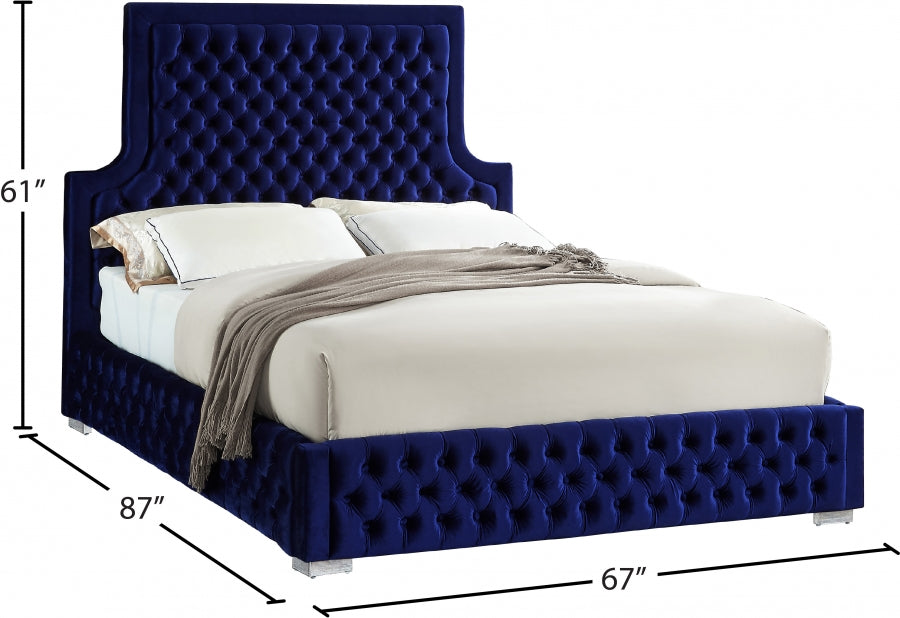 Sedona Blue Velvet Queen Bed from Meridian - Luna Furniture