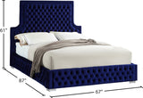 Sedona Blue Velvet Queen Bed from Meridian - Luna Furniture