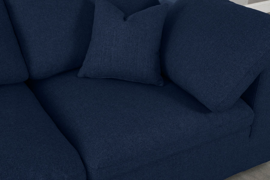 Serene Blue Linen Textured Deluxe Modular Down Filled Cloud-Like Comfort Overstuffed 80 Loveseat from Meridian - Luna Furniture